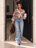 Cardigan Zebrato Panna e bordeaux - R.a. Boutique