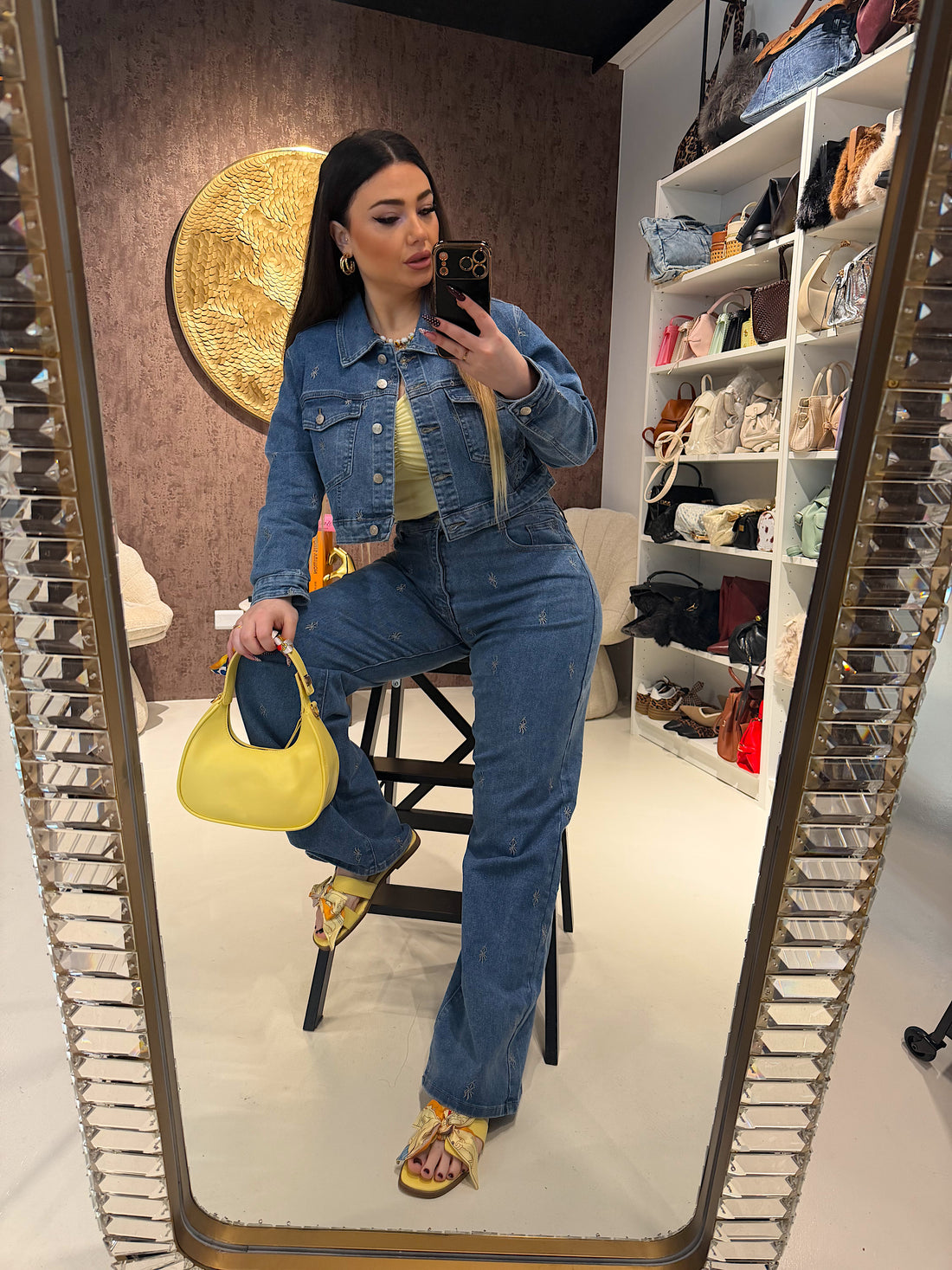 Completo Denim Flower - R.a. Boutique