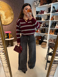 Maglione a righe bordeaux grigio - R.a. Boutique