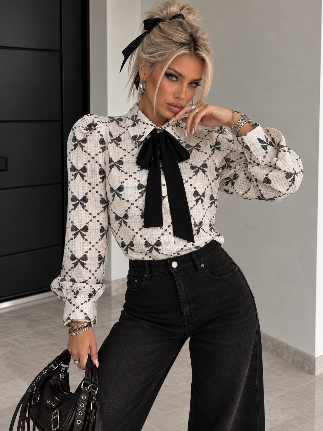 Jeans Nero Strappi Posteriori con Strass - R.a. Boutique