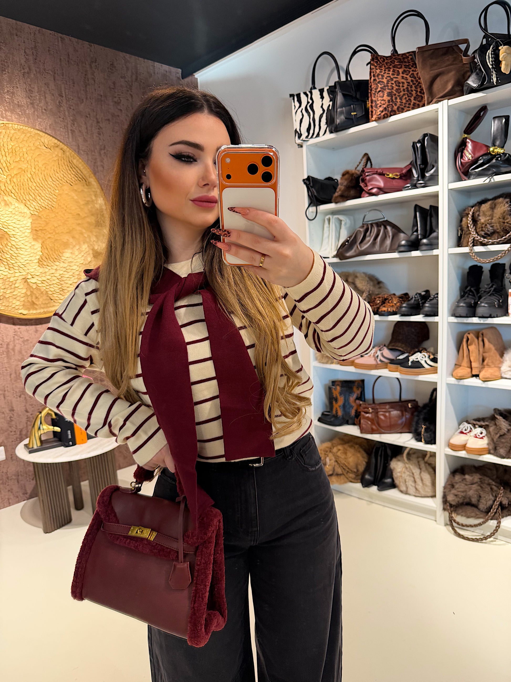 Maglia Parisienne a righe con spalla sciarpa - R.a. Boutique