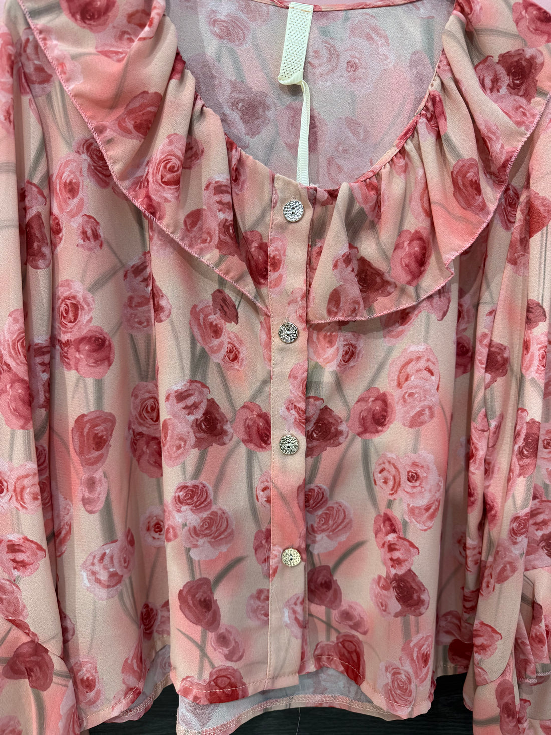 Camicia fiori con bottoni gioiello - R.a. Boutique
