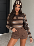 Short Suede Studs Marrone - R.a. Boutique
