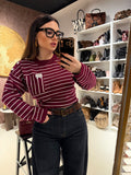 Maglioncino a righe bordeaux - R.a. Boutique