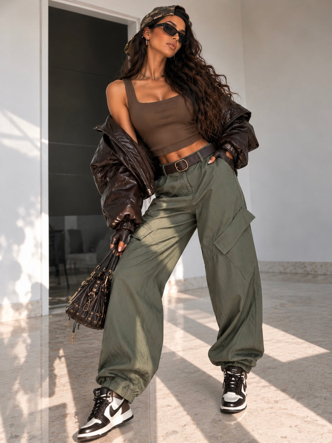 Pantalone Cargo Balloon con Cintura - R.a. Boutique