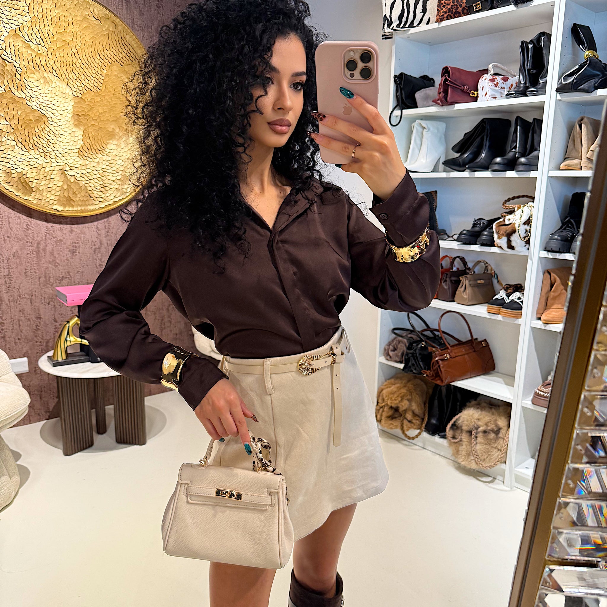 Gonna in camoscio con cinturina - R.a. Boutique