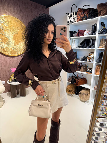 Gonna in camoscio con cinturina - R.a. Boutique