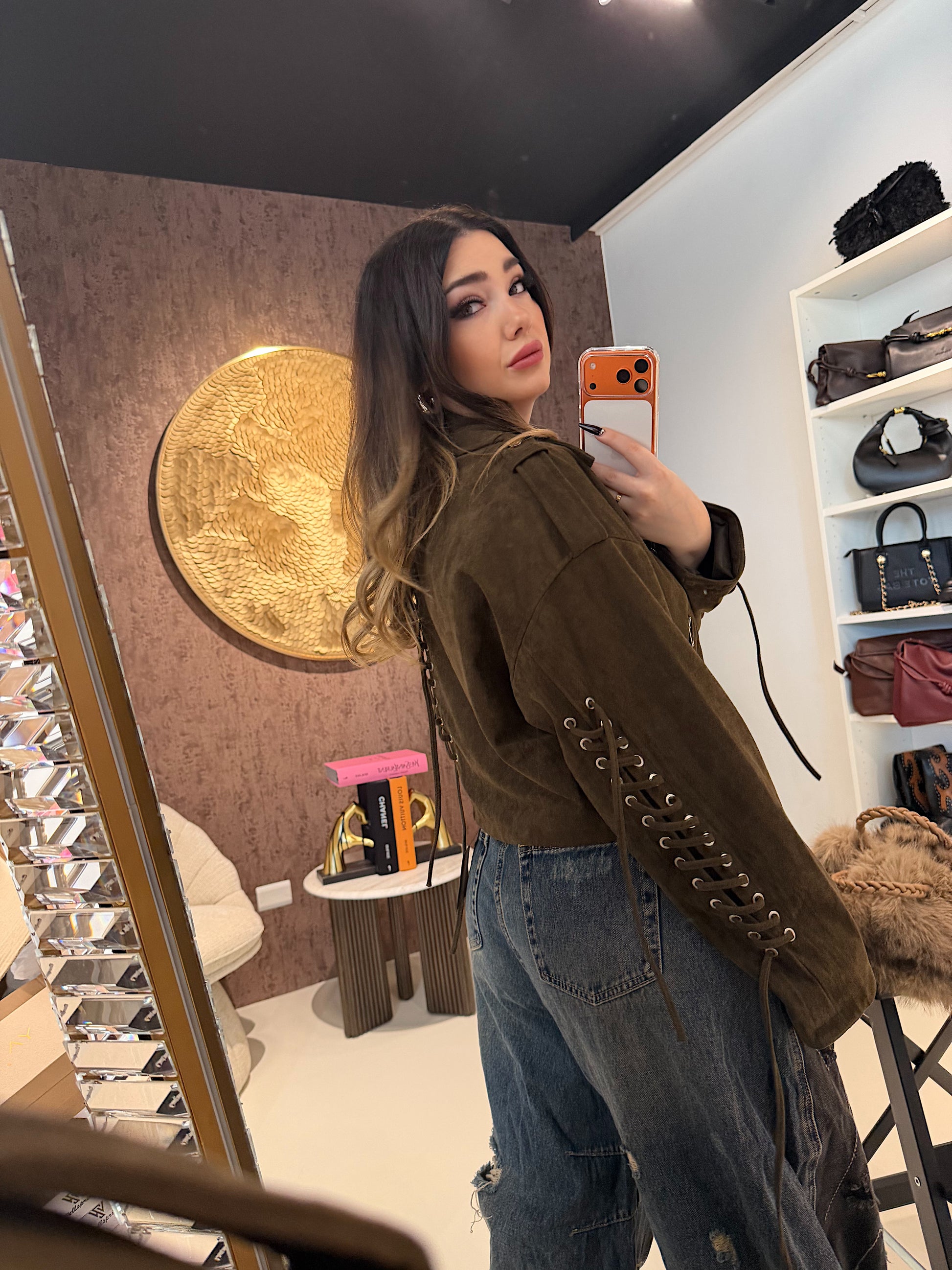 Giacca in Ecopelle con Lacci Posteriori e Zip Frontale – Alta Qualità - R.a. Boutique