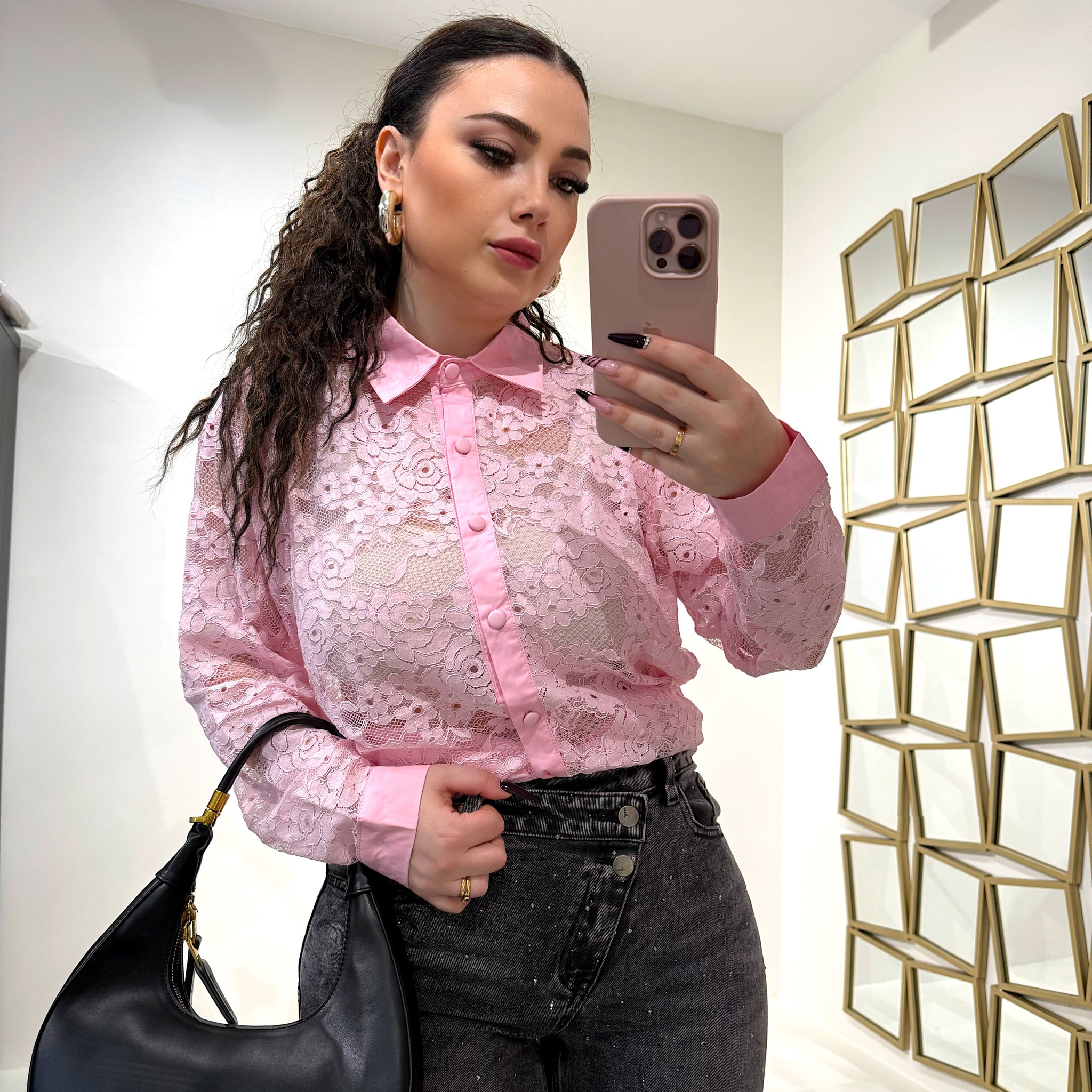 Camicia rosa in pizzo - R.a. Boutique