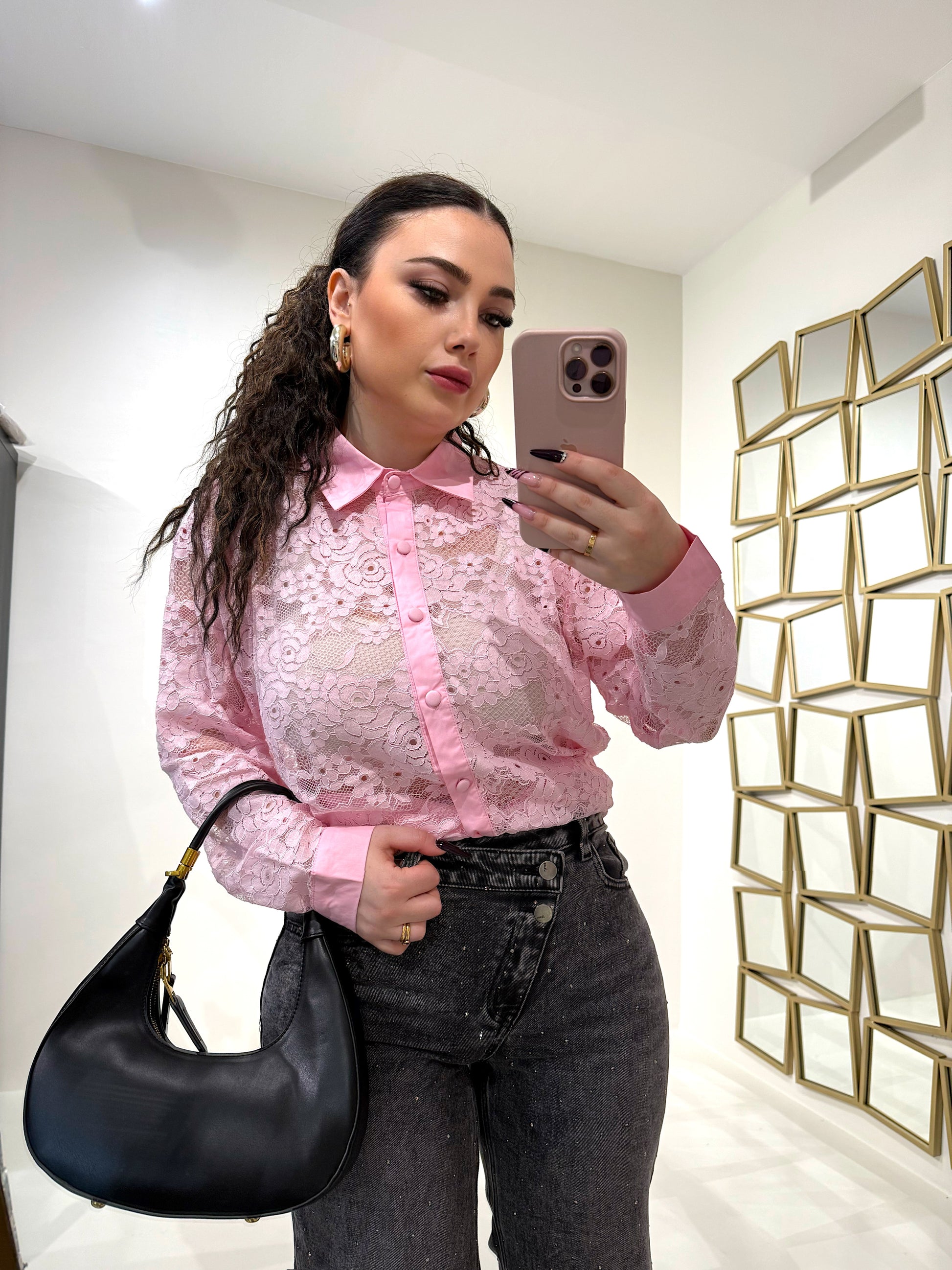 Camicia rosa in pizzo - R.a. Boutique