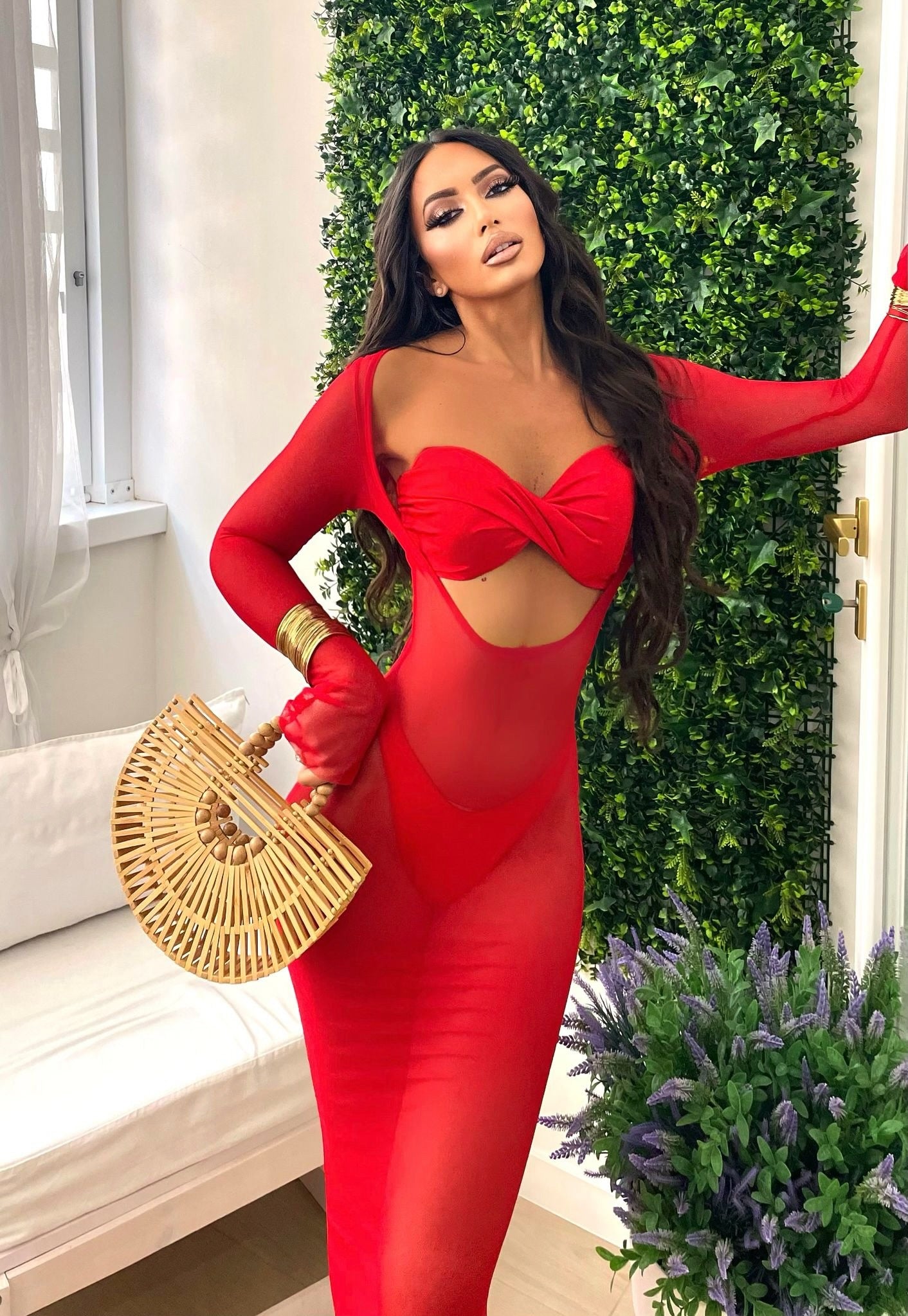 Bikini tre pezzi rosso in velo - R.a. Boutique