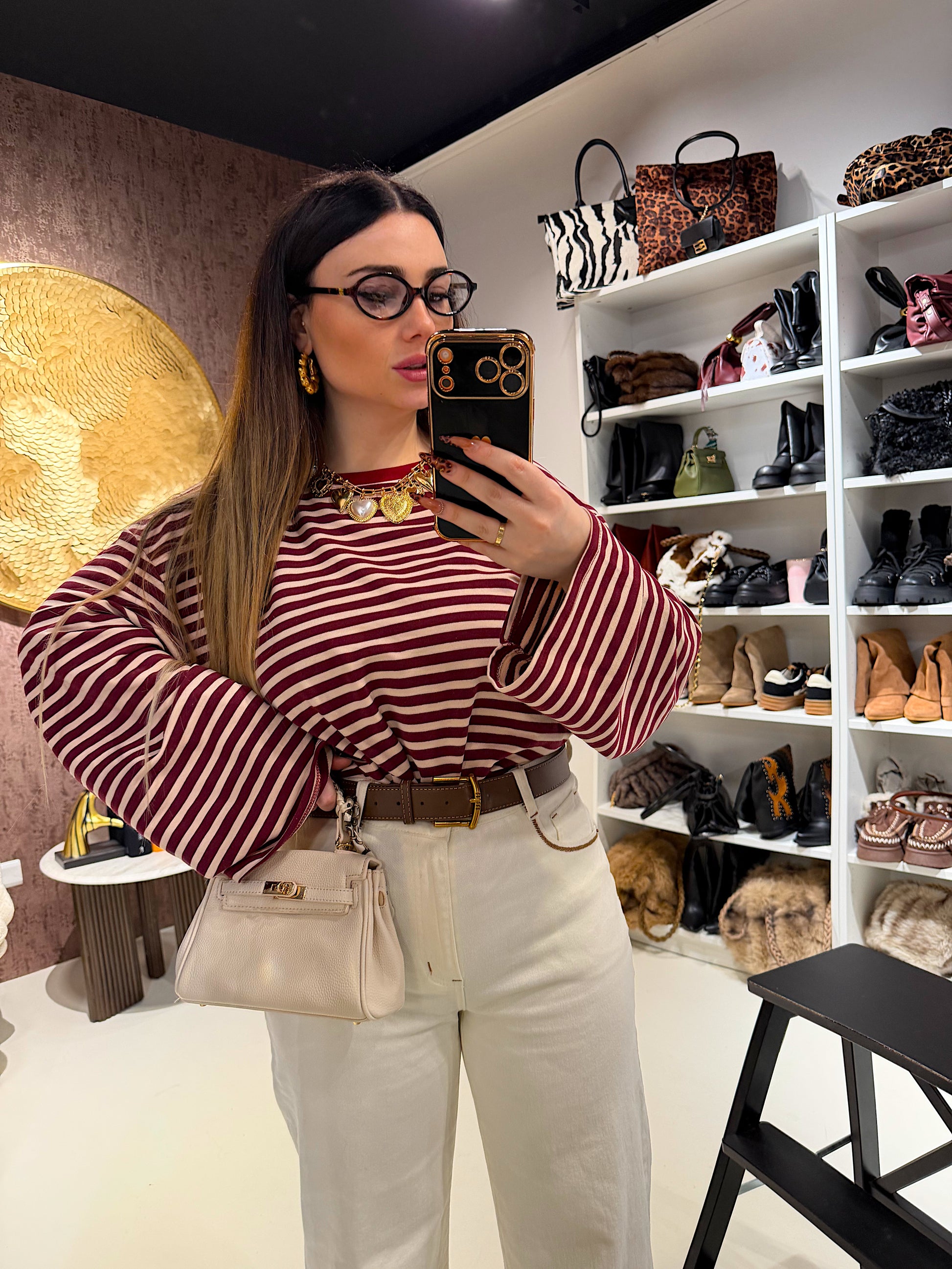 Maglia a righe manica ampia - R.a. Boutique