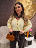 Cardigan giallo con bottoncini oro - R.a. Boutique