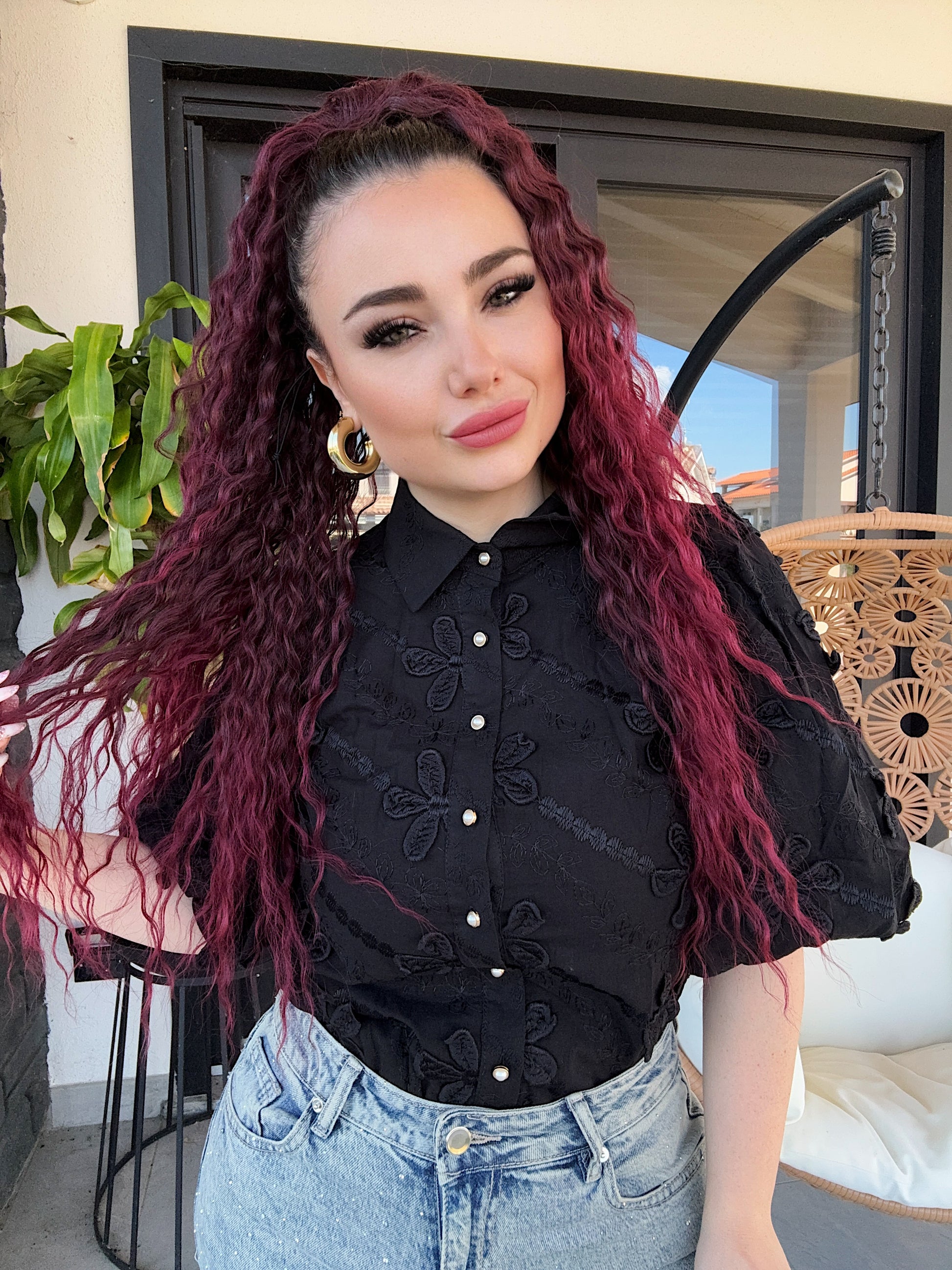 Camicia con fiori ricamati - R.a. Boutique