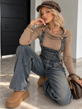 Salopette Jeans Wide Leg Denim Washed - R.a. Boutique