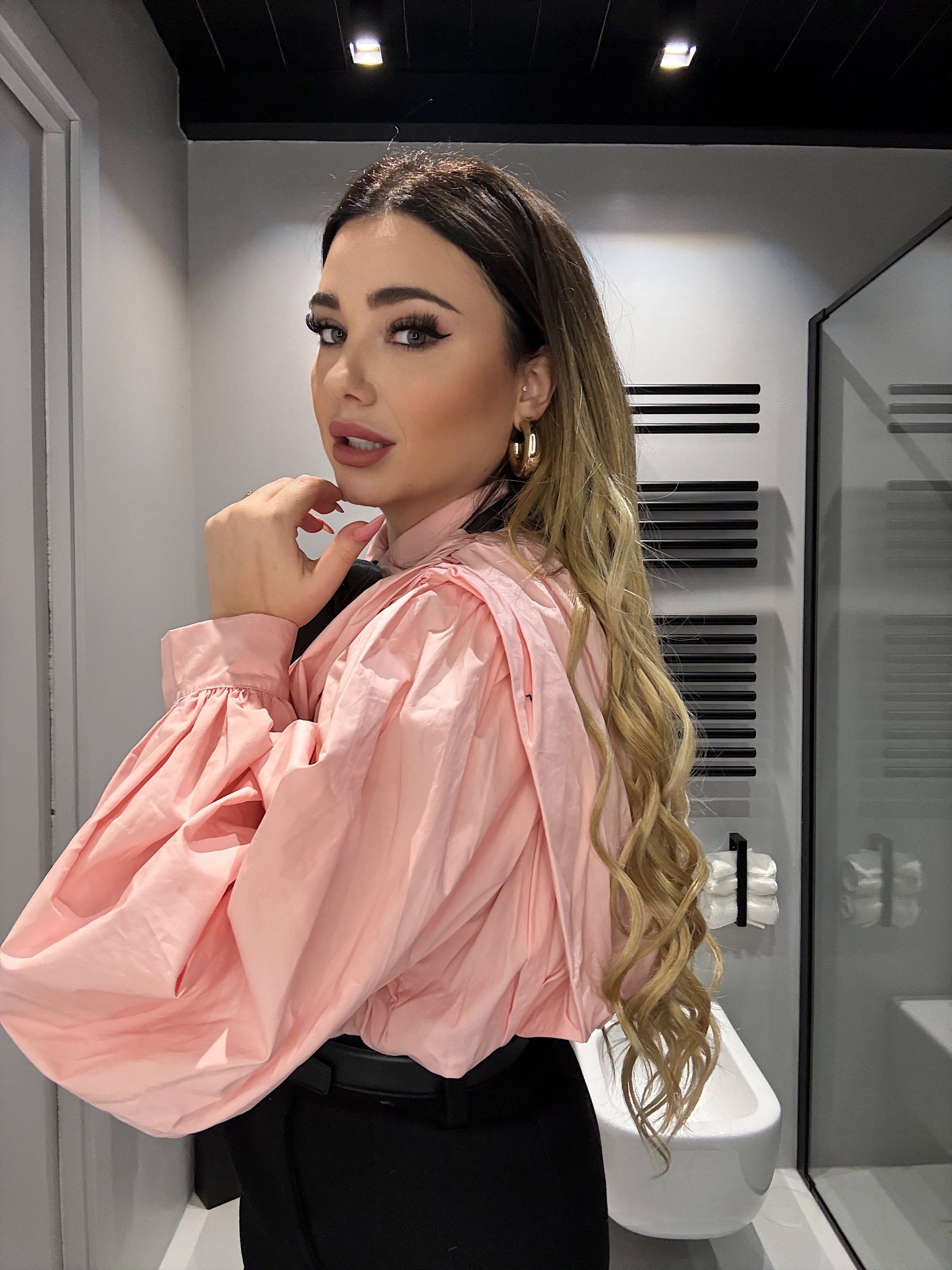 Camicia rosa con fiocco - R.a. Boutique