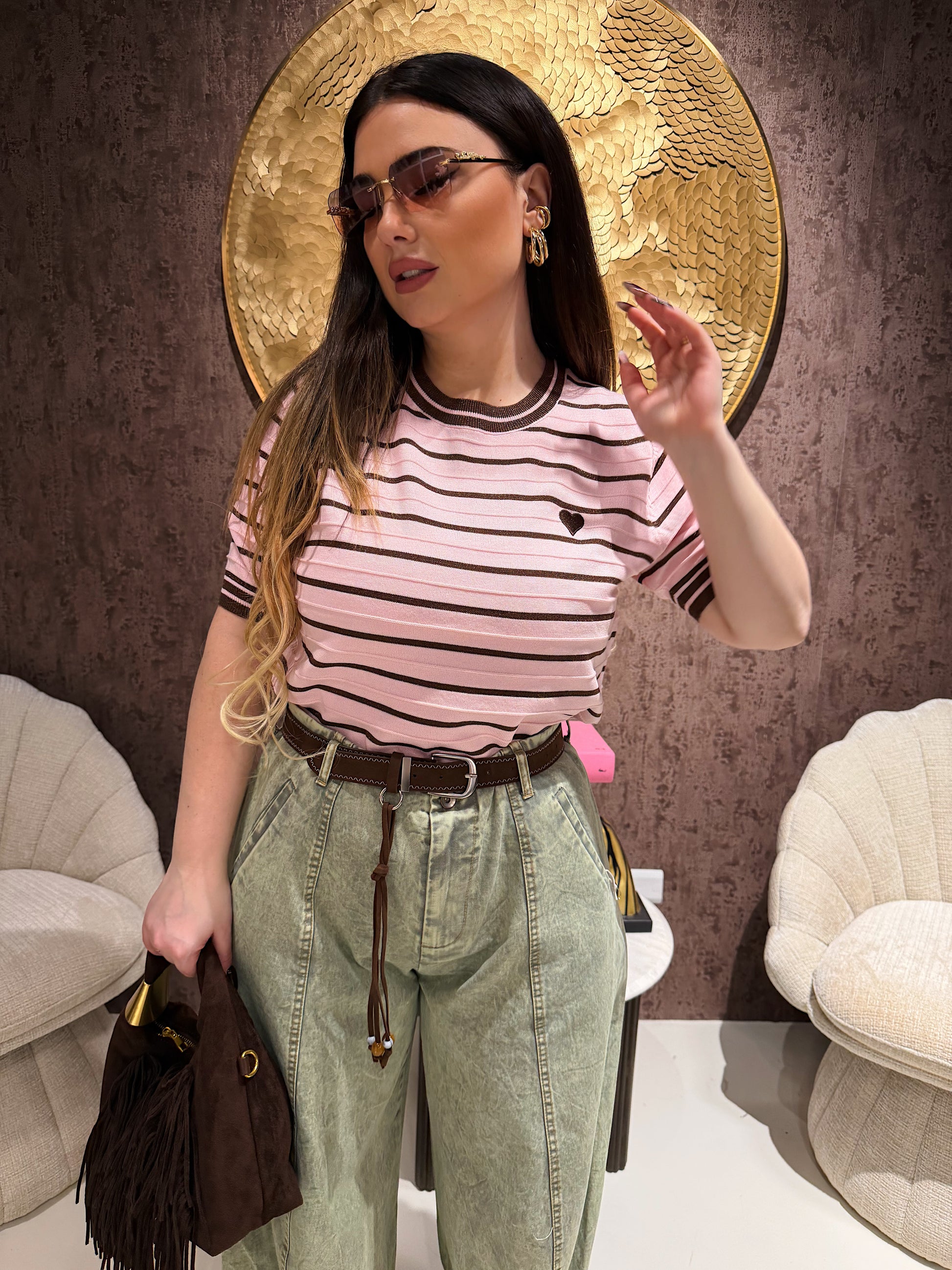 Maglia Knit Stripes Heart - R.a. Boutique