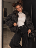 Piumino Animalier Leopard Gloss Nero - R.a. Boutique