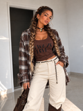 Camicia Check con brillantini e canotta compresa - R.a. Boutique