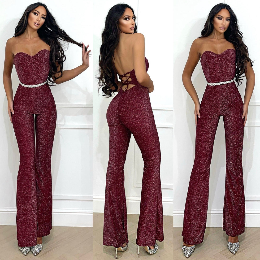 Tuta corsetto bordeaux lurex - R.a. Boutique