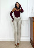 Pantalone in paillettes platino - R.a. Boutique