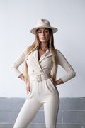 Tuta beige con cintura - R.a. Boutique 