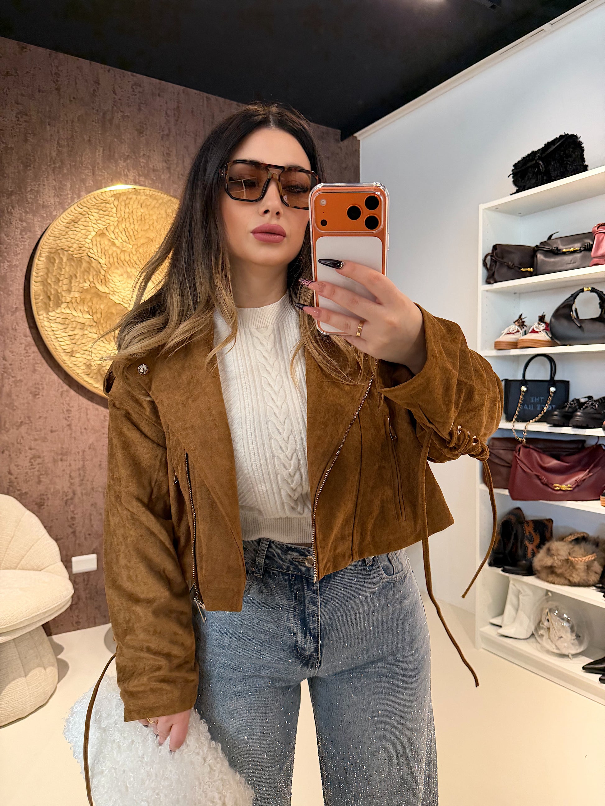 Giacca in Ecopelle con Lacci Posteriori e Zip Frontale – Alta Qualità - R.a. Boutique