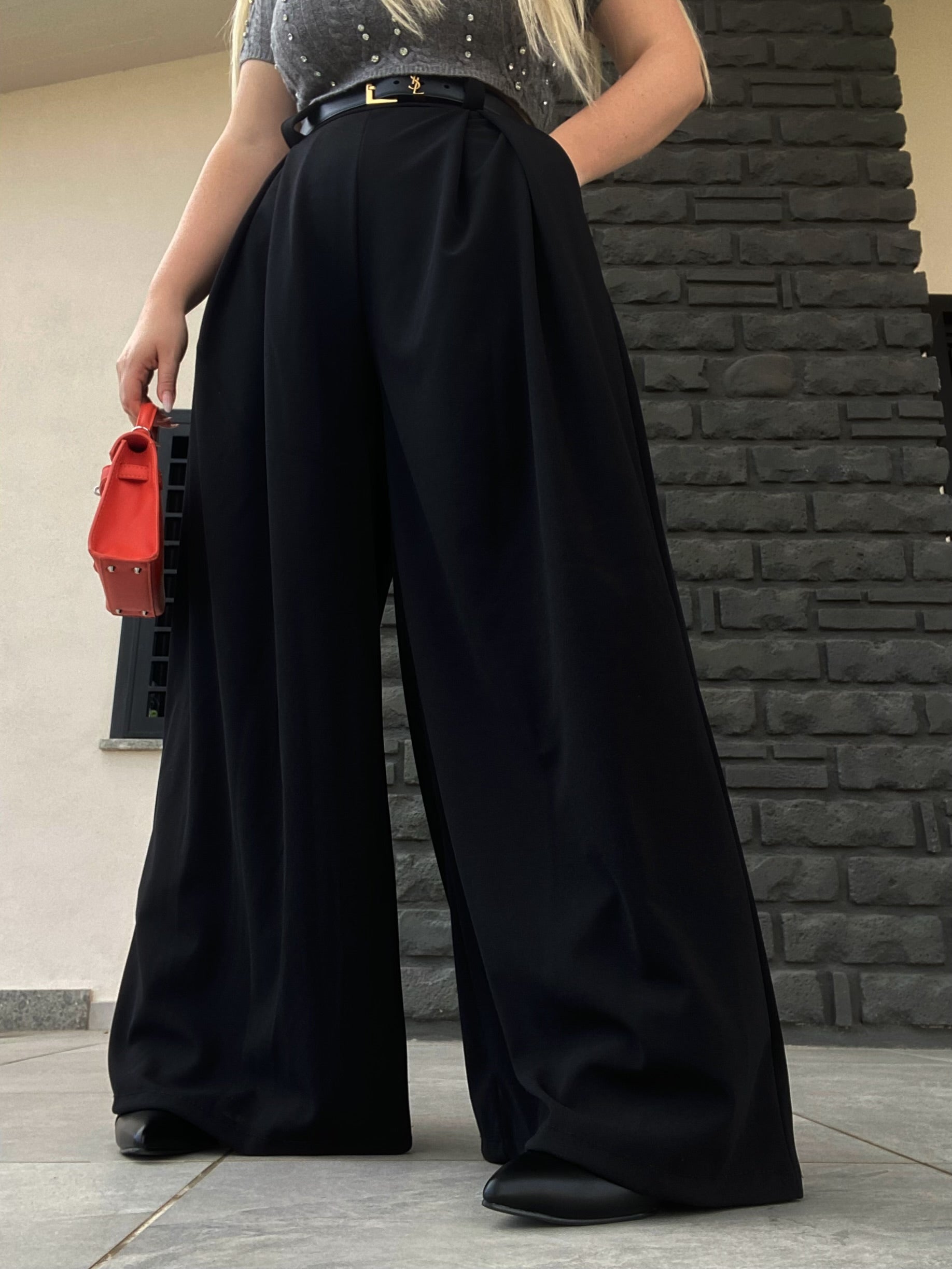 Pantalone palazzo nero - R.a. Boutique 