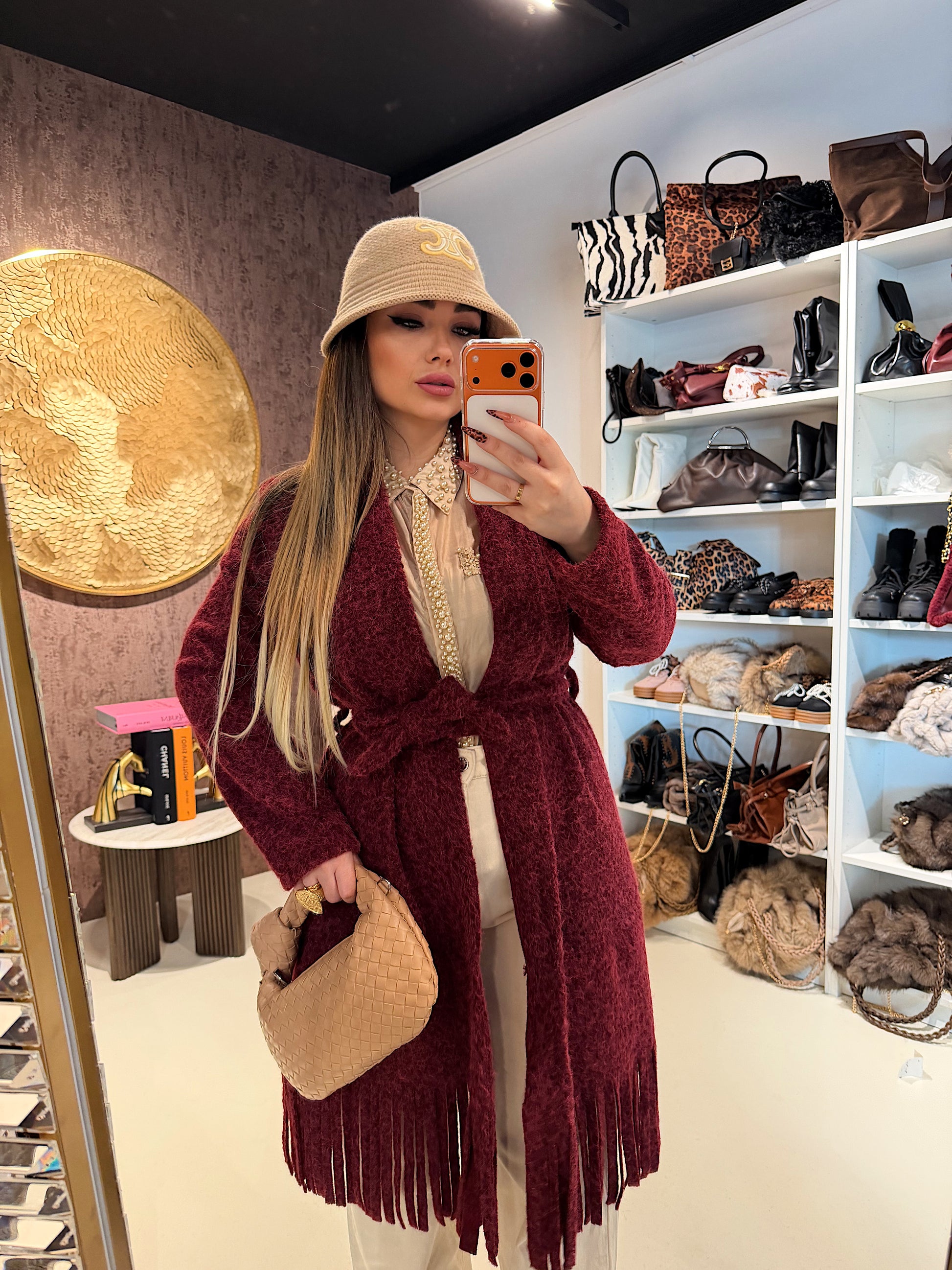 Cappotto con frange e fiocco 3 colori - R.a. Boutique