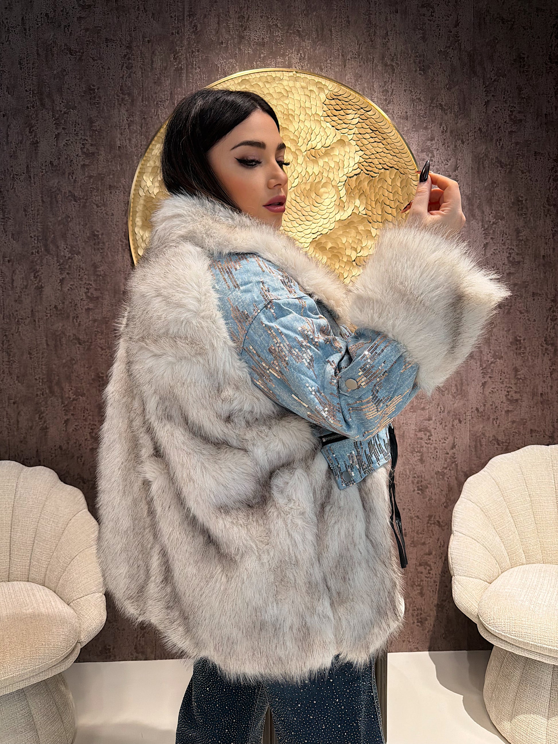 Pelliccia Denim sparkle - R.a. Boutique