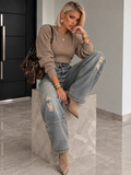 Jeans Balloon Denim Chiaro Strappato - R.a. Boutique