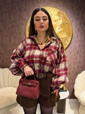 Camicia a quadri bordeaux beige - R.a. Boutique