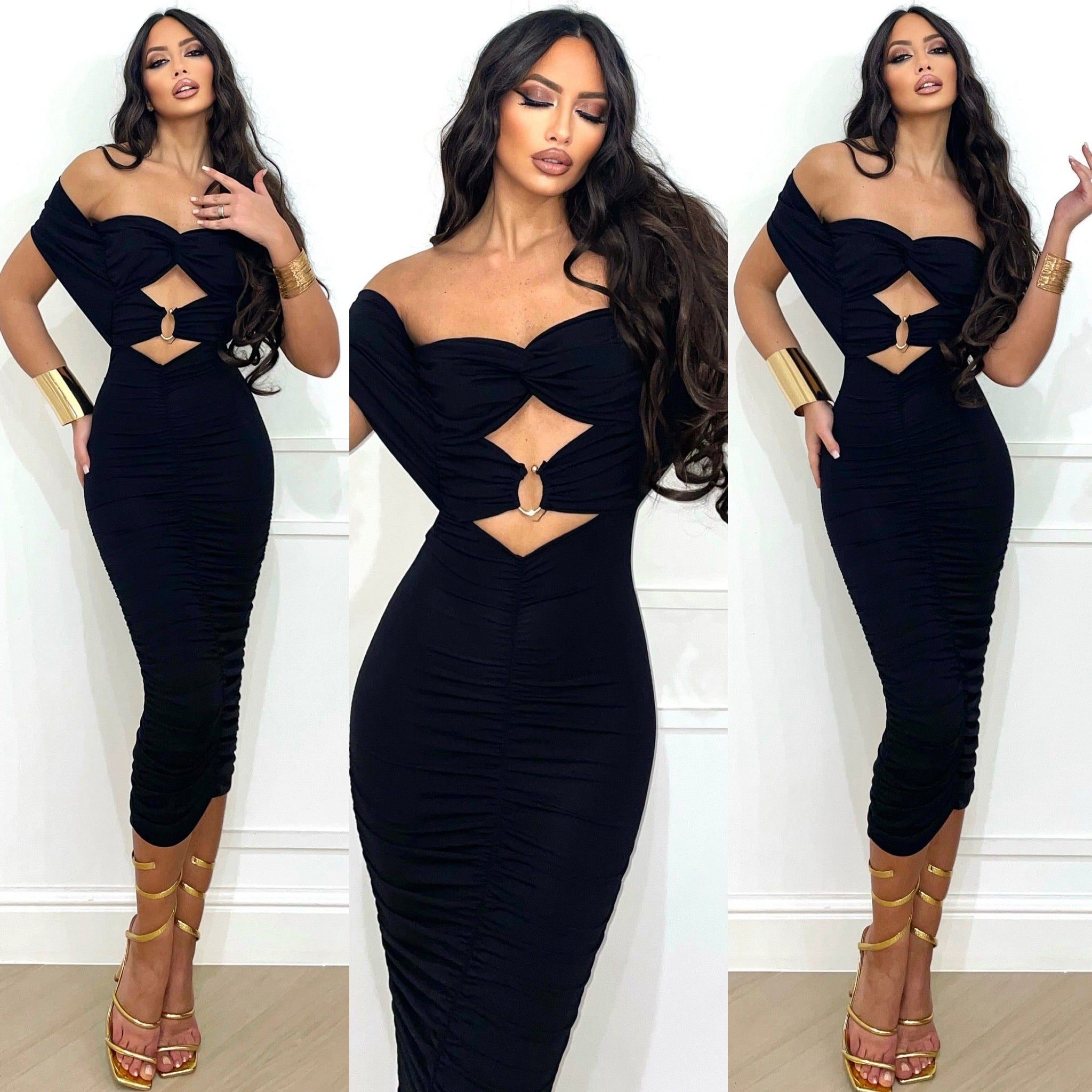 Abito midi con anello e choker al collo - R.a. Boutique