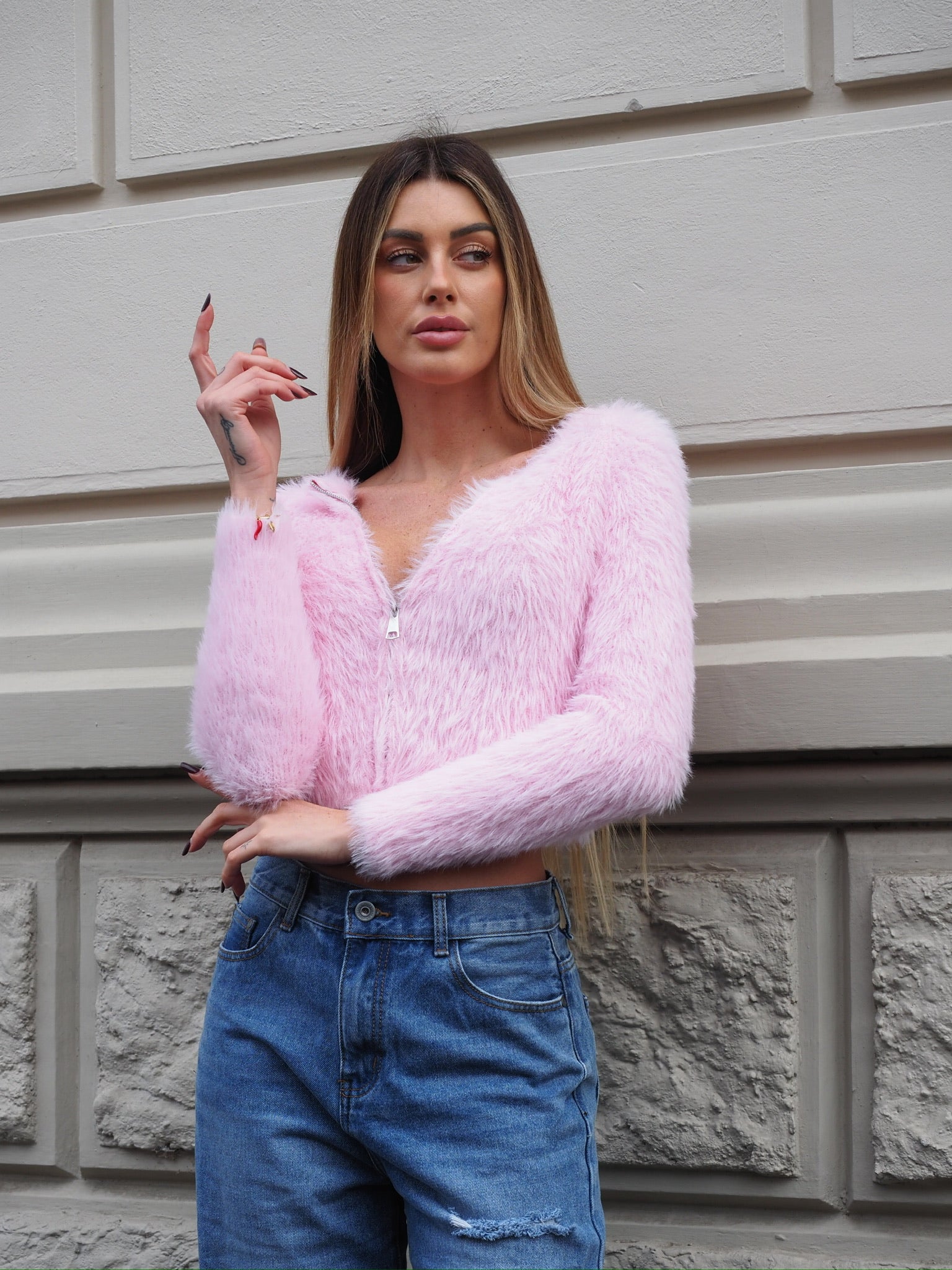 Cardigan morbidissimo rosa pastello - R.a. Boutique 