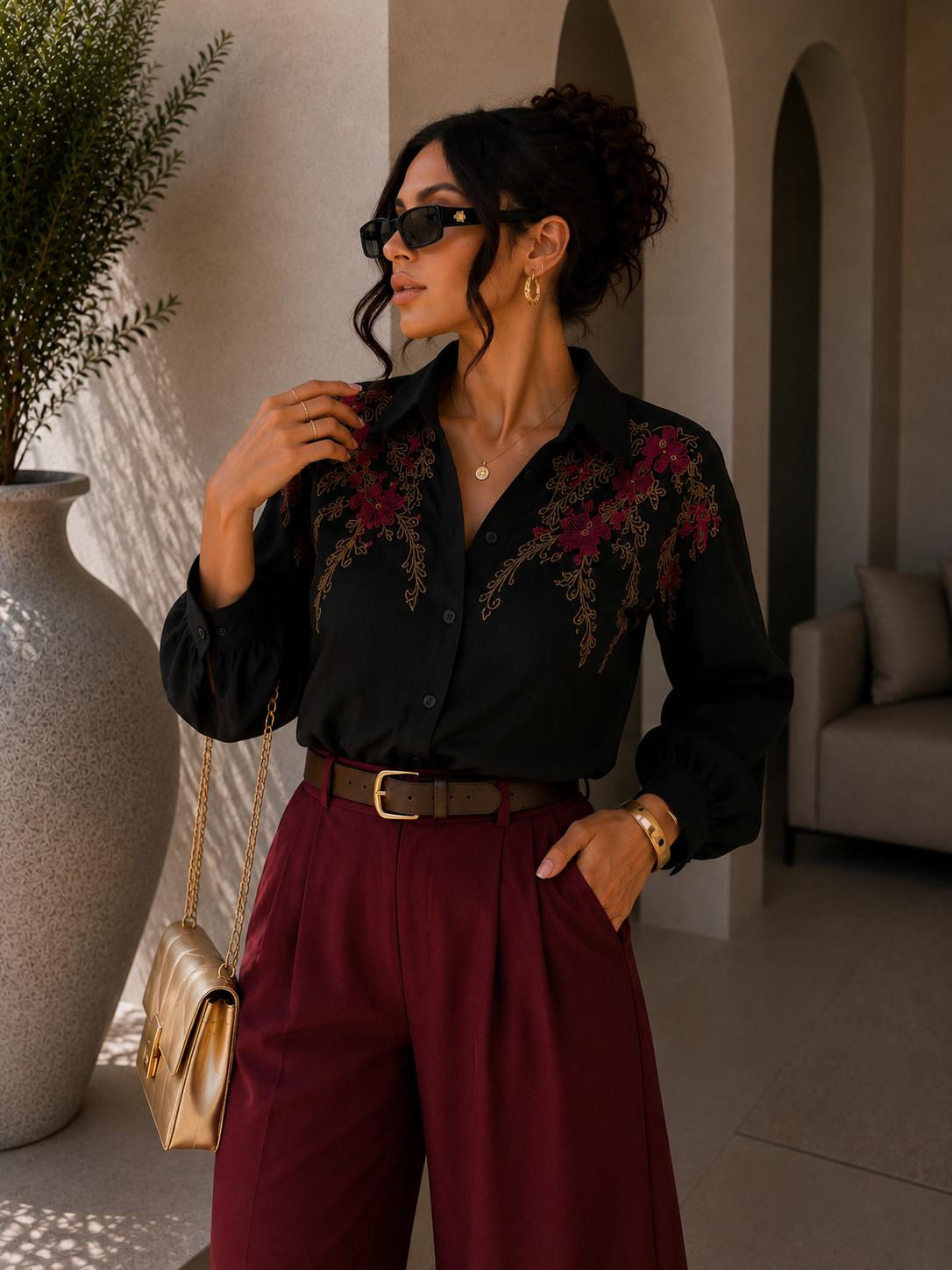 Camicia ricamata floreale Elegance - R.a. Boutique