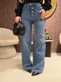 Jeans Button Chic Wide Leg - R.a. Boutique