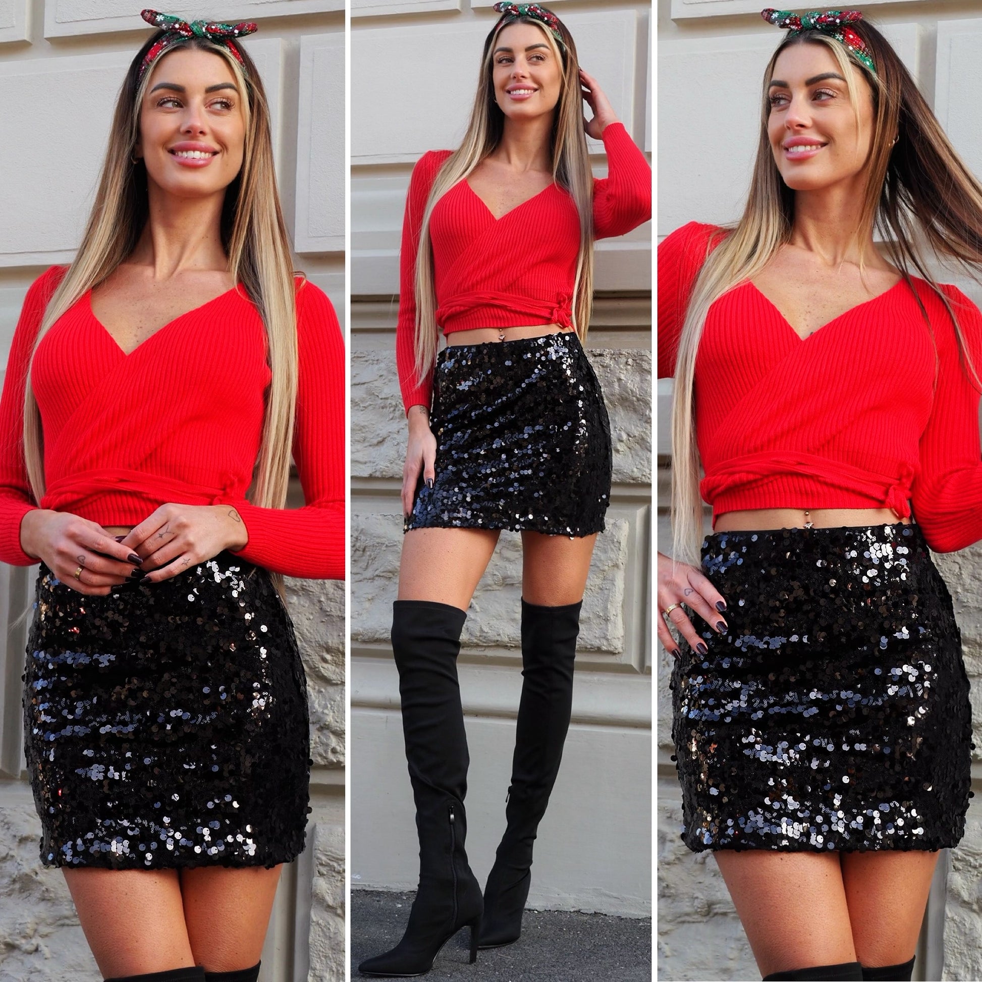 Gonna con paillettes nera - R.a. Boutique 