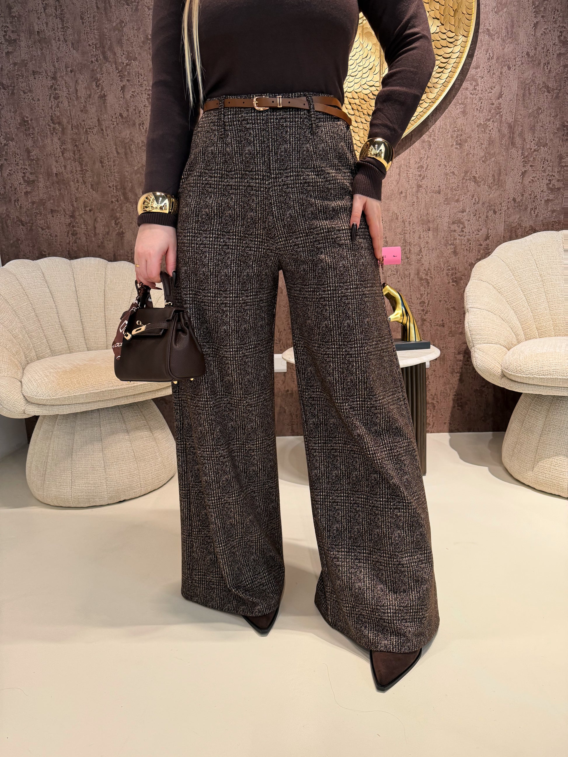 Pantalone city scuro con cinturina - R.a. Boutique