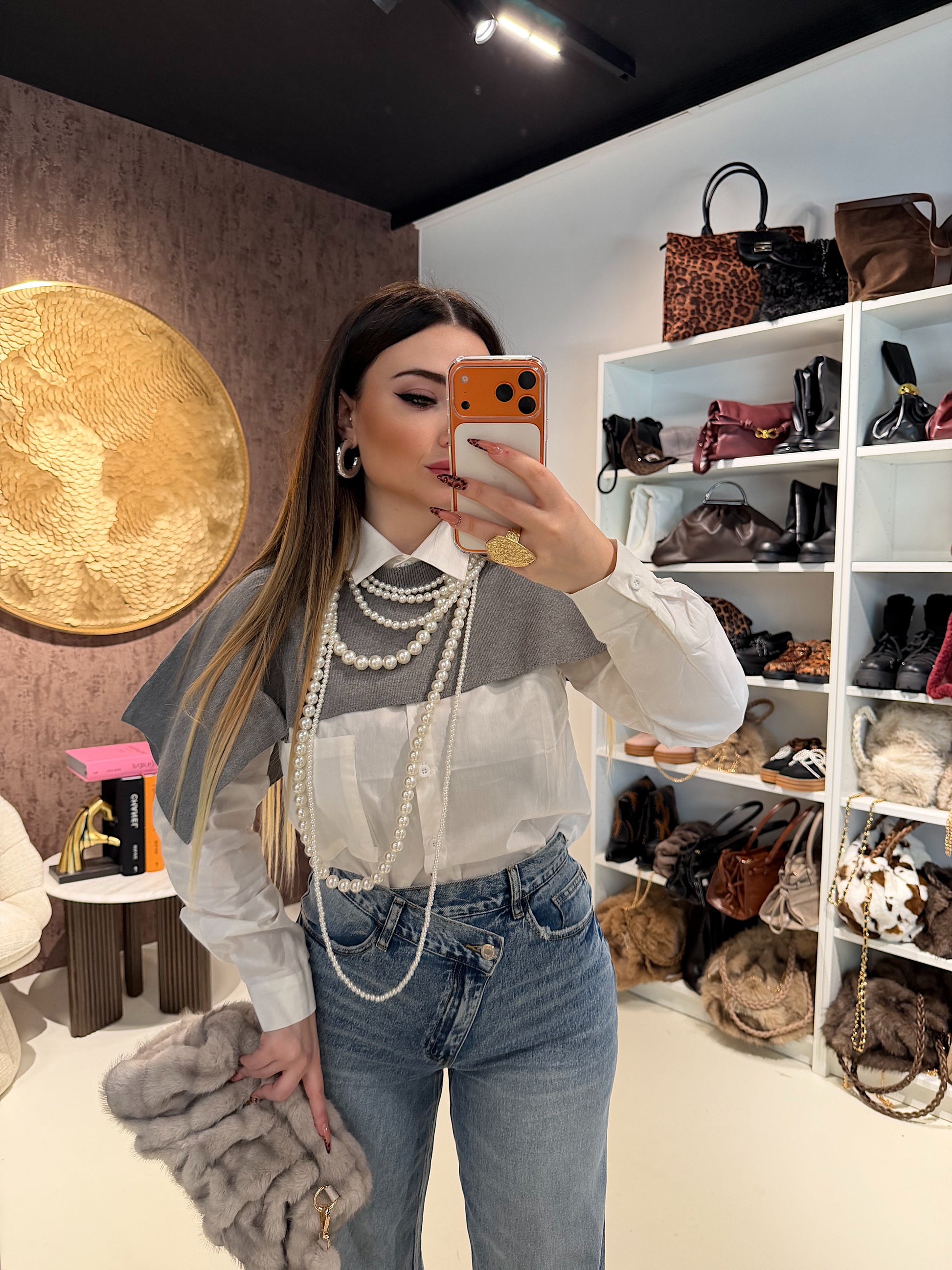 Camicia Layered Chic con maglioncino integrato - R.a. Boutique