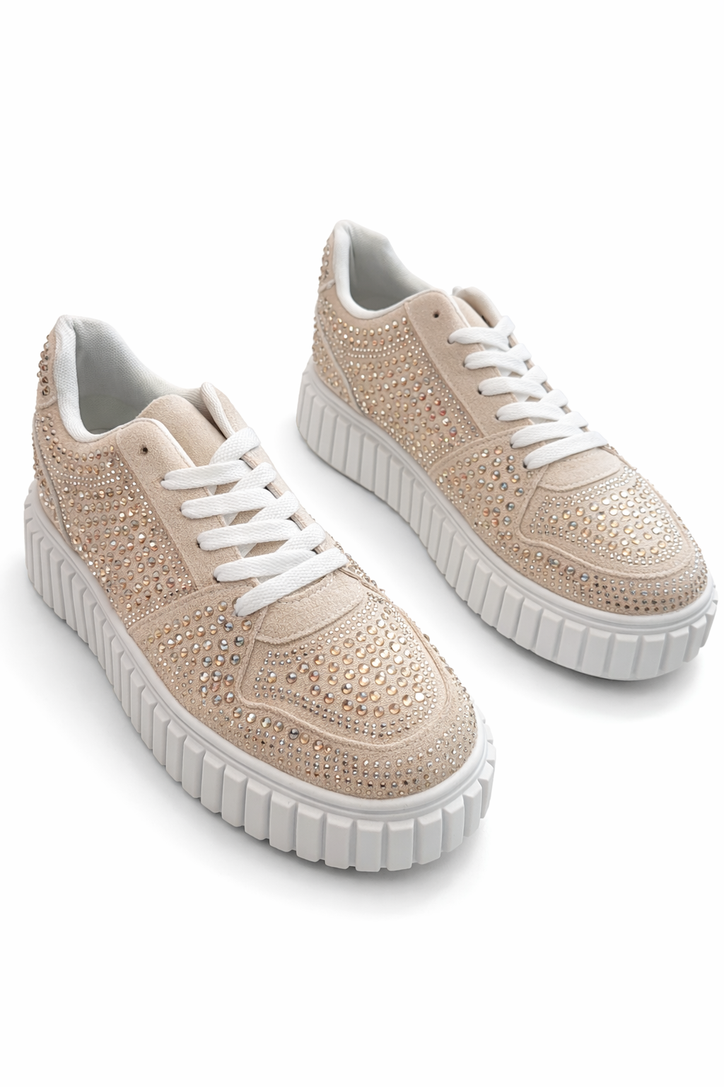 Sneakers Beige con Brillantini