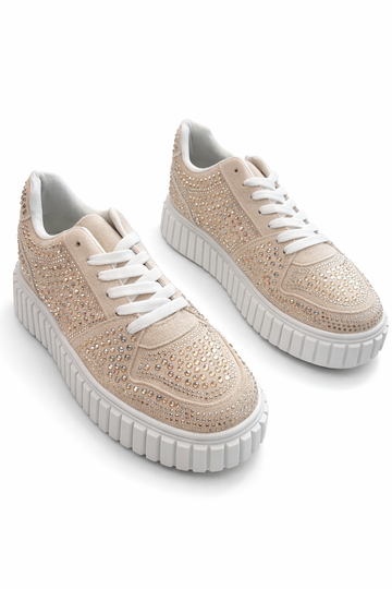 Sneakers Beige con Brillantini
