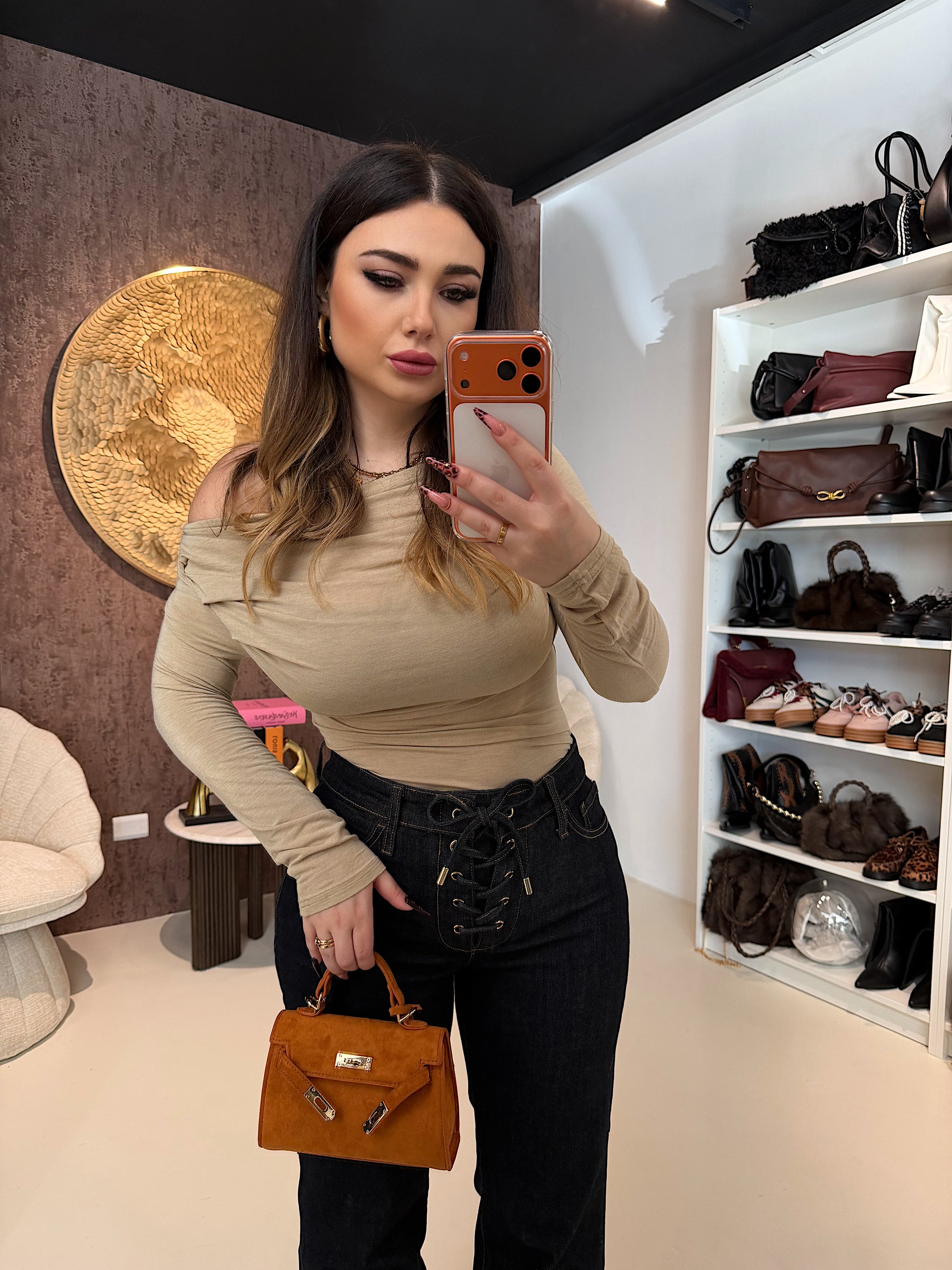 Maglia a maniche lunghe con scollo drappeggiato - R.a. Boutique