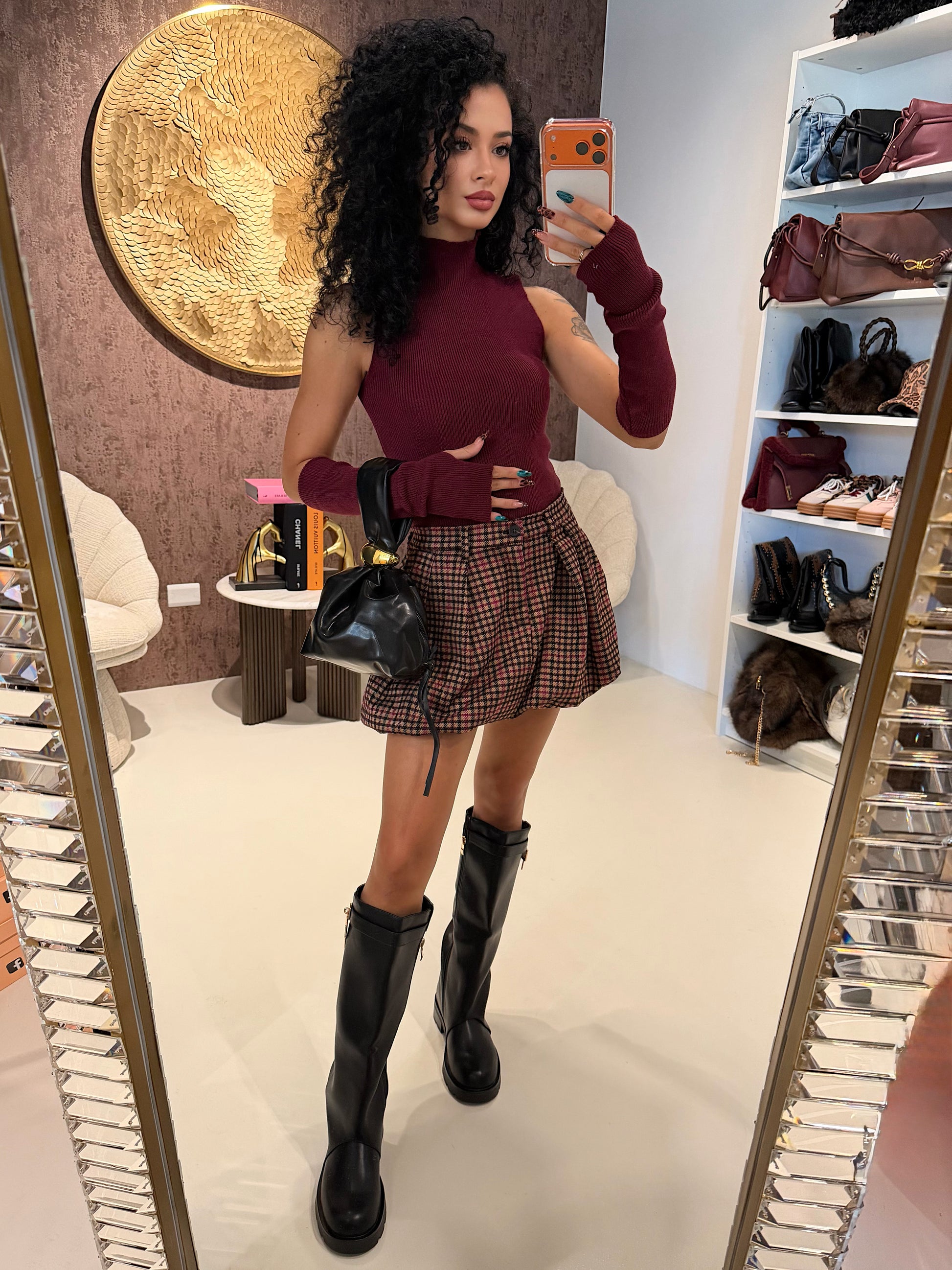 Gonna a palloncino check Fuxia - R.a. Boutique