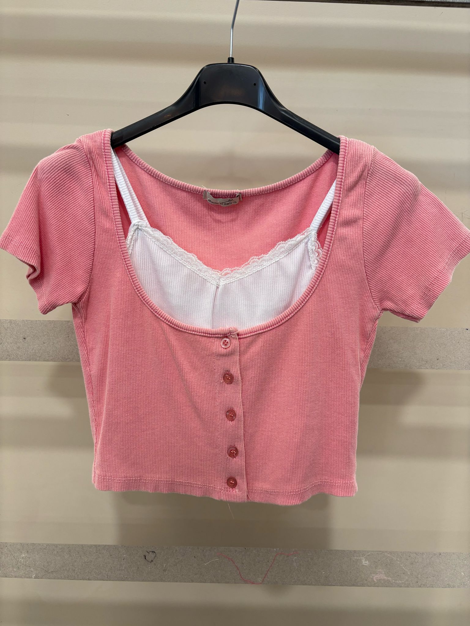 Maglia rosa con canotta - R.a. Boutique