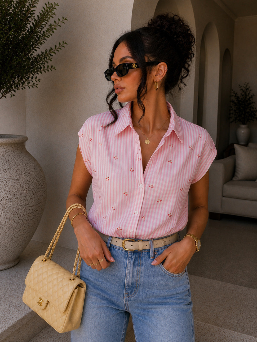 Camicia a righe cherry - R.a. Boutique
