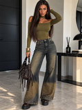 Jeans Palazzo Denim Sfumato con Strass - R.a. Boutique