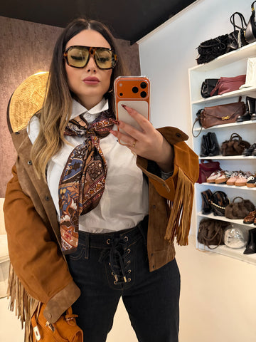 Foulard con dettaglio marrone - R.a. Boutique