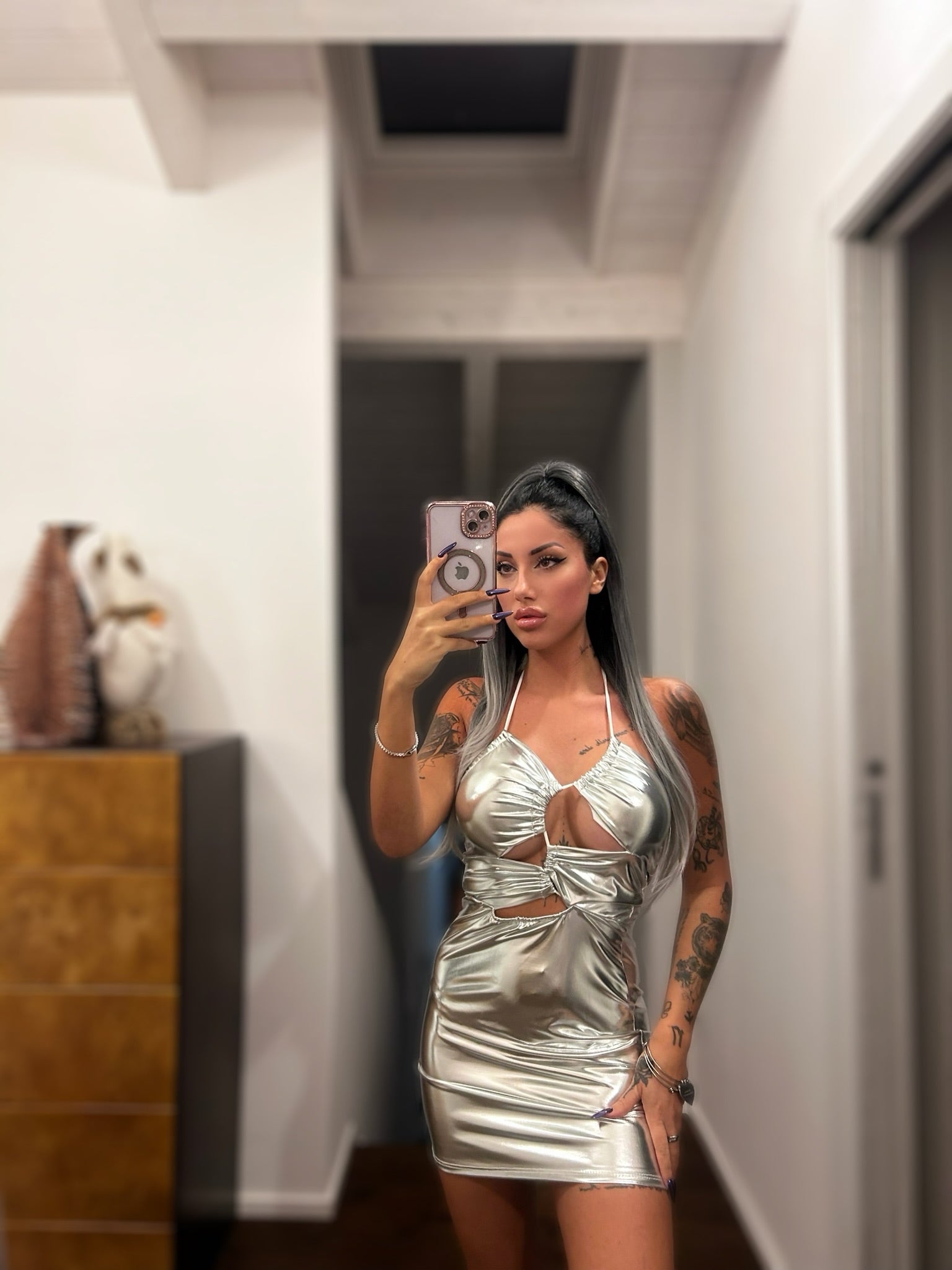 Abito silver con incroci - R.a. Boutique 