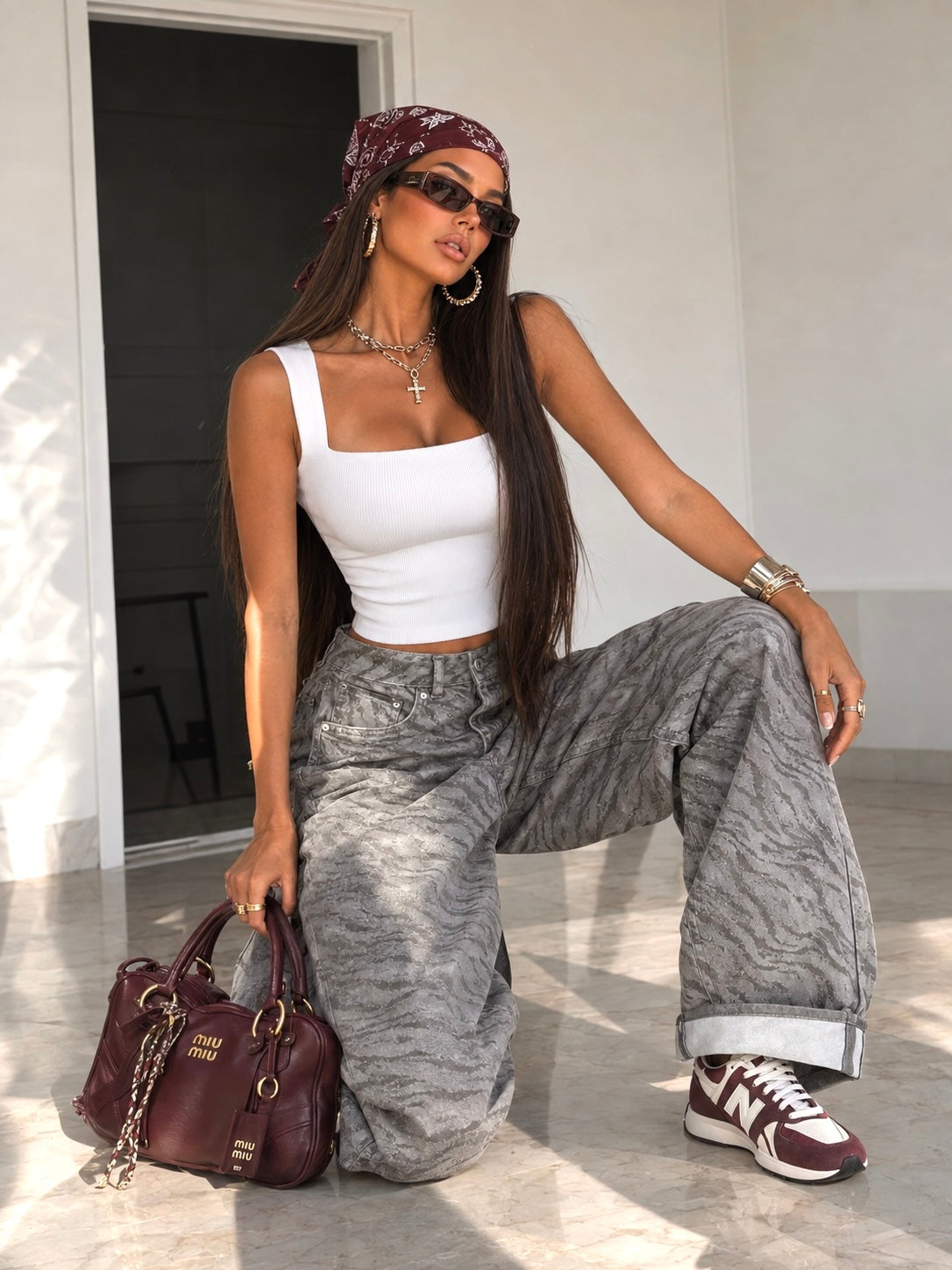 Jeans Zebra Cuff Grey - R.a. Boutique
