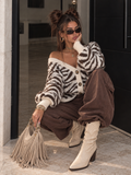 Cardigan Zebrato Panna e Marrone - R.a. Boutique